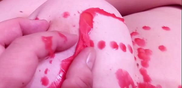  Pale Redhead Big Boobs Wax Play Nipple Squeeze BDSM Session